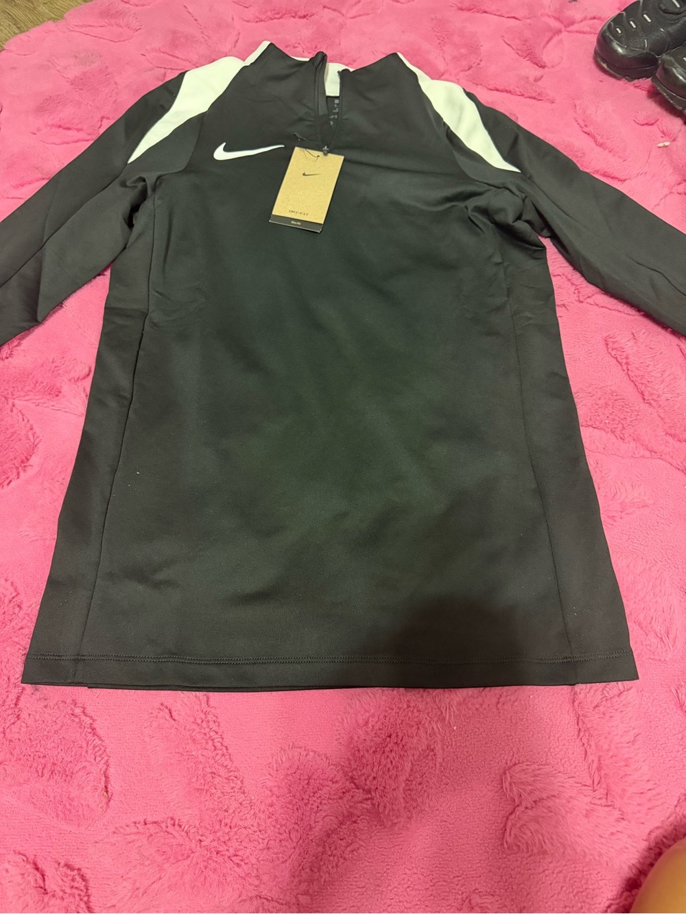 Nike Black Performance Pullover Jacket with White Shoulder Panels